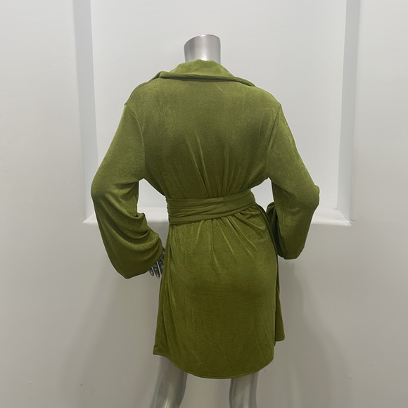 Princess Polly Long Sleeve  Green Party Time Mini Jersey Dress Size Various - Picture 3 of 12